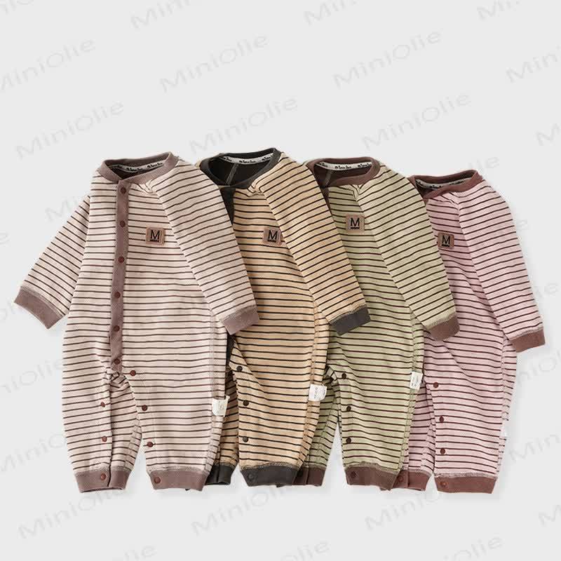 M Baby Striped Fleece Romper - image 1