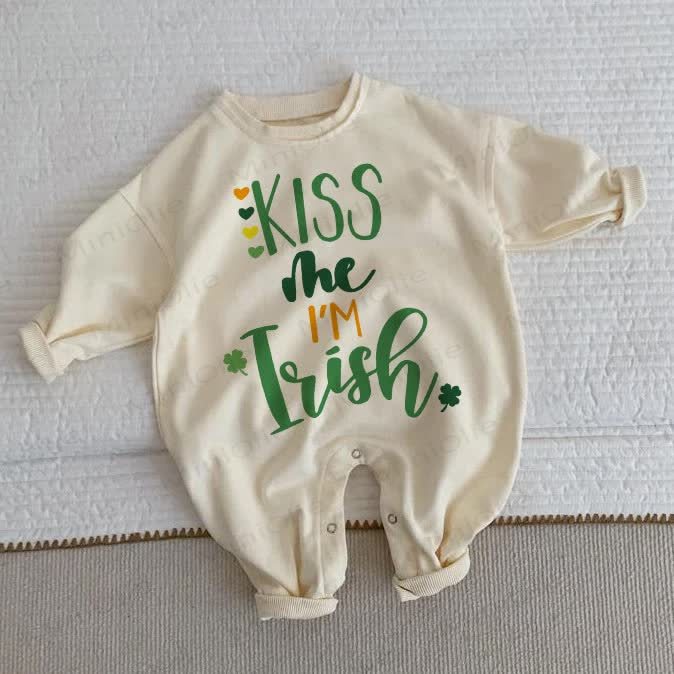 KISS ME I'M IRISH Baby Toddler Beige Romper - Beige - 2-3T - image 1