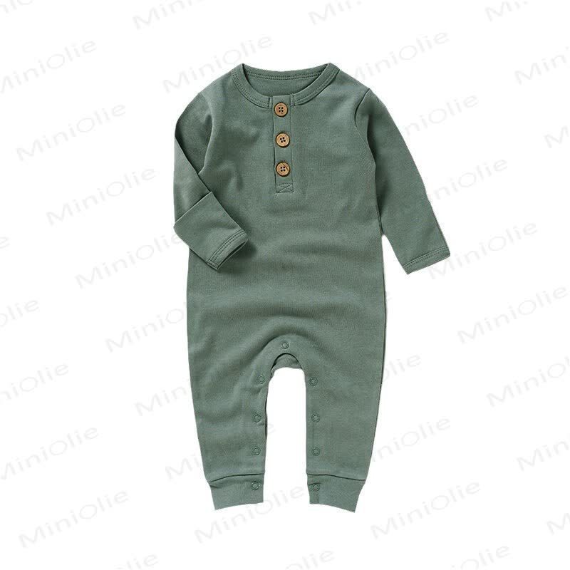 Baby Newborn Solid Color Button Romper - image 7