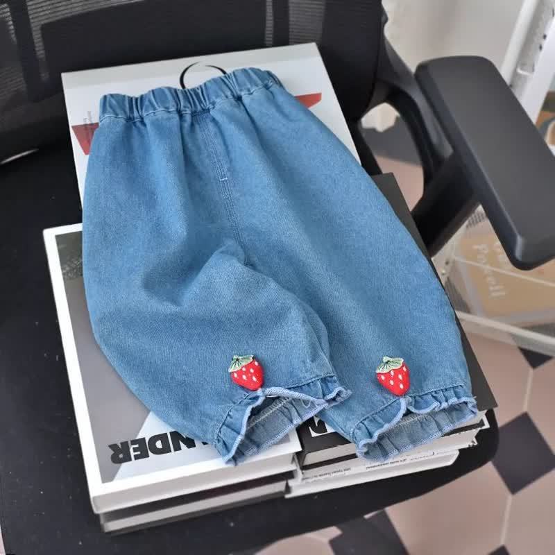 Toddler Baby Girl Strawberry Denim Jogger Pants - image 3