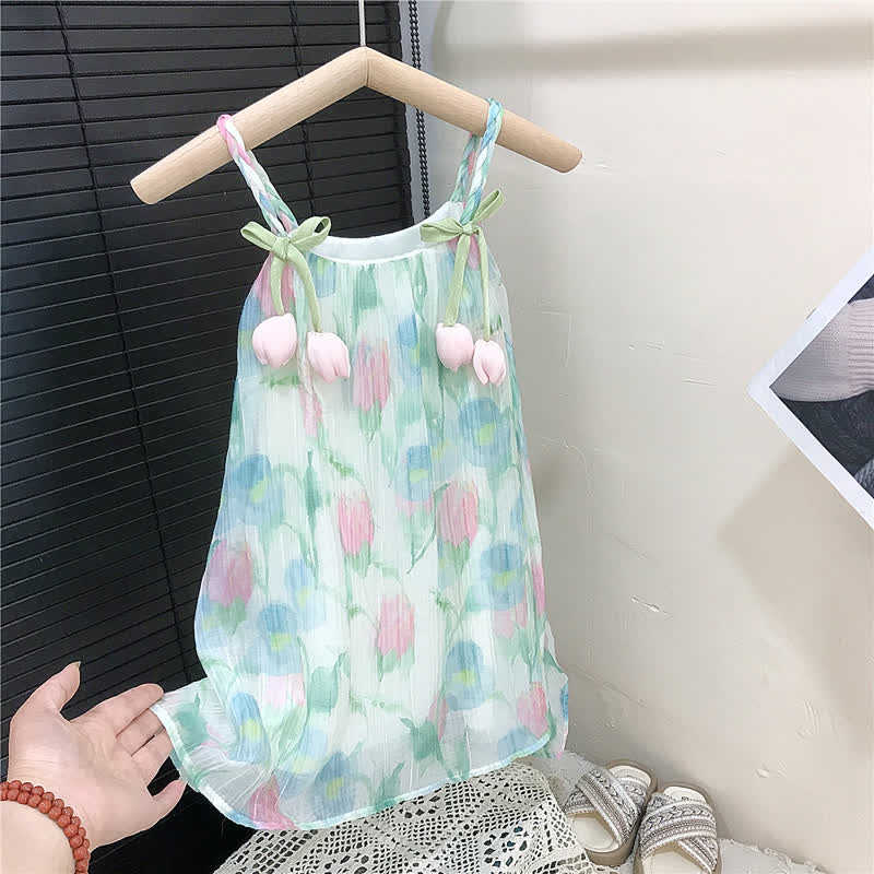 Toddler Girl Floral Green Dress - image 4