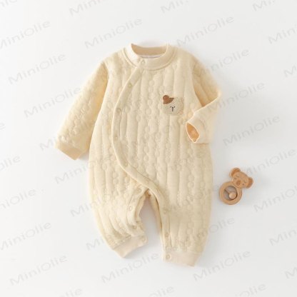 Baby Quilted Bear Romper - Coffee - 18-24M - image 2