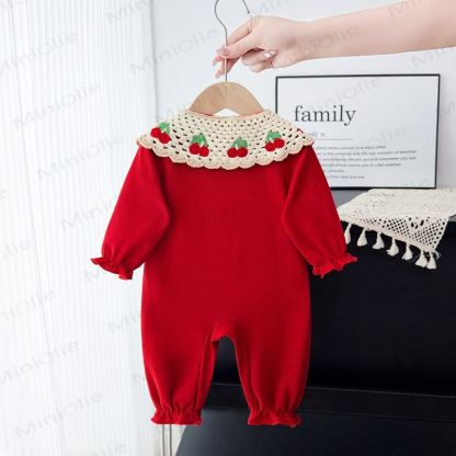 Baby Girl Cherry Lace Romper - image 2