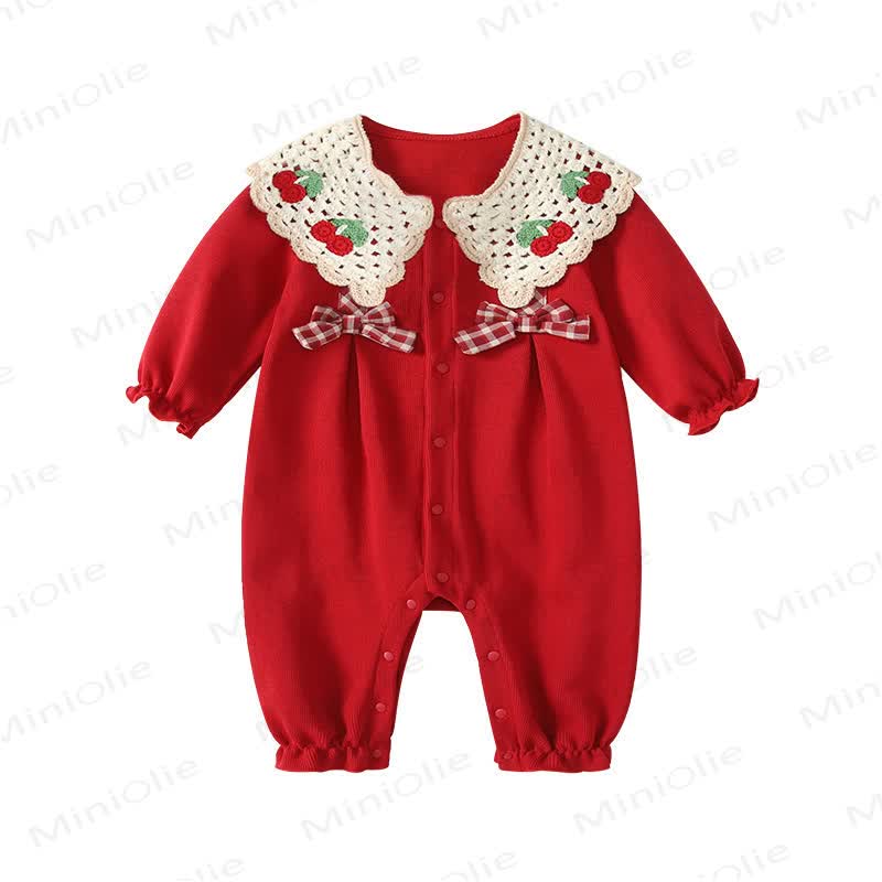 Baby Girl Cherry Lace Romper - image 4