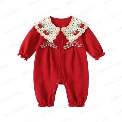 Baby Girl Cherry Lace Romper - image 4