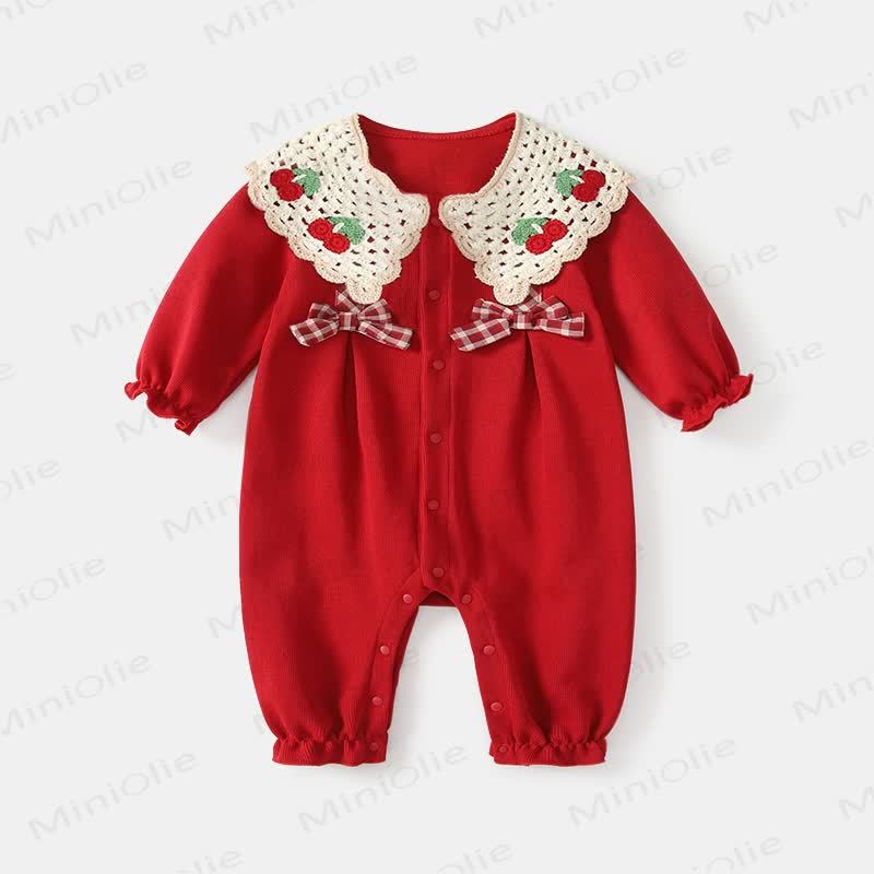Baby Girl Cherry Lace Romper - image 3