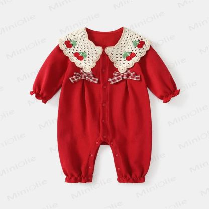 Baby Girl Cherry Lace Romper - image 3