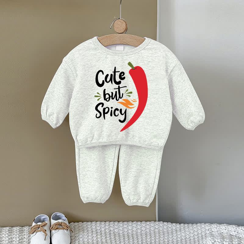 CUTE BUT SPICY Baby Gray Pepper Sweatshirt 2-piece Set - Gray - 2-3T - image 1