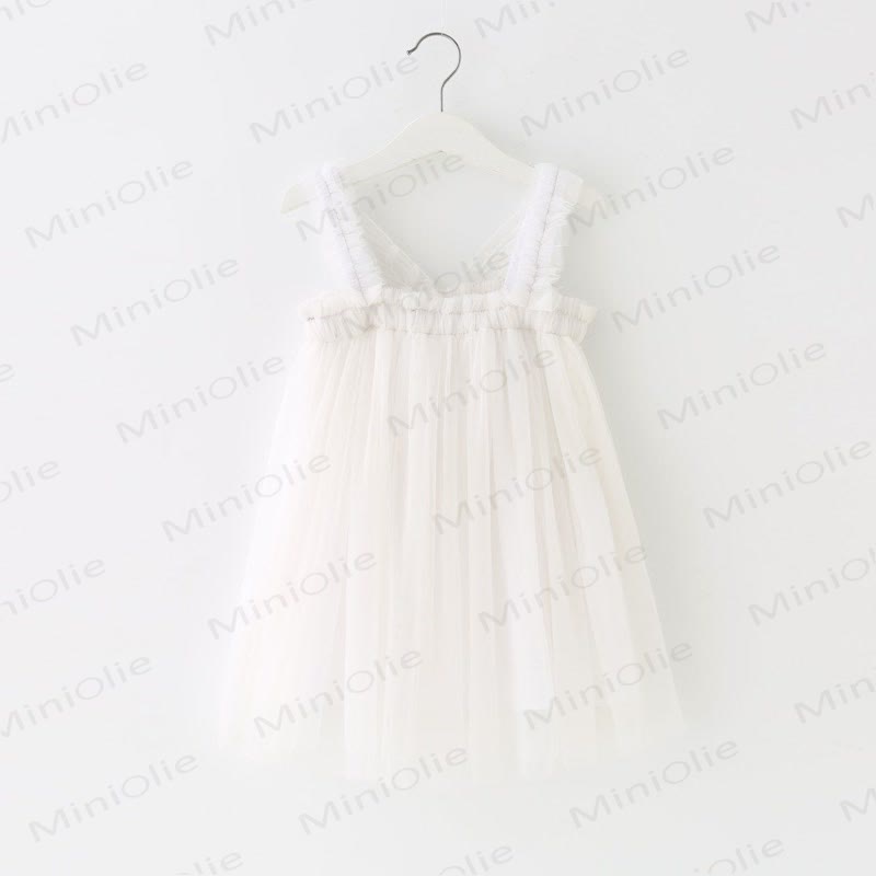 Baby Toddler Girl Solid Color Mesh Dress - White - 8Y - image 3