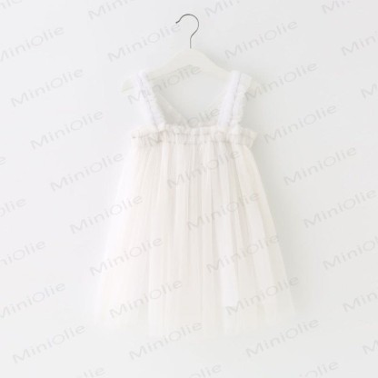 Baby Toddler Girl Solid Color Mesh Dress - White - 8Y - image 3