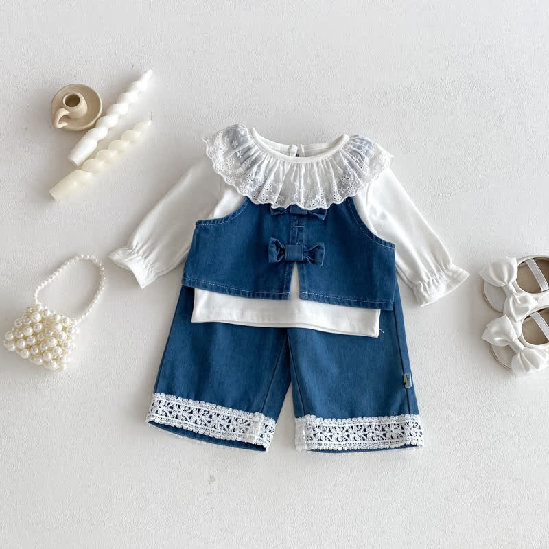 Baby Toddler Girl Denim Bow 3-piece Set - image 2
