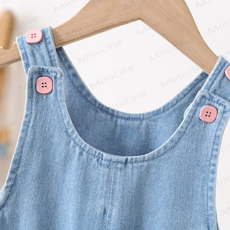 Baby Toddler Girl Flower Denim Overalls - image 3