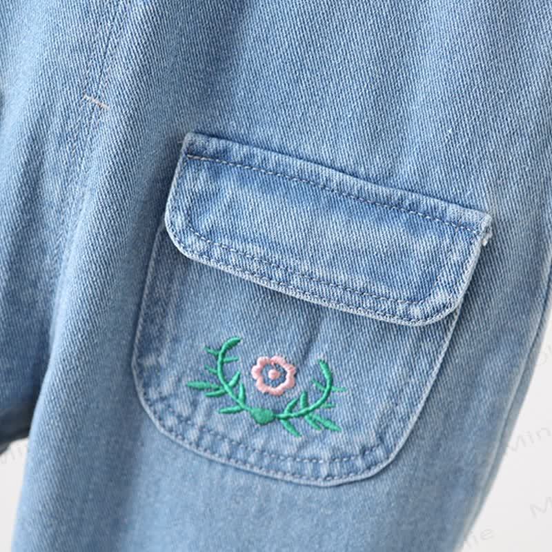 Baby Toddler Girl Flower Denim Overalls - image 5