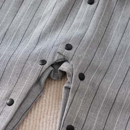 Baby Striped Bow Tie Fake 2pcs Romper - image 10