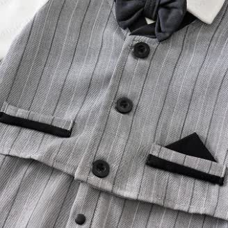 Baby Striped Bow Tie Fake 2pcs Romper - image 9