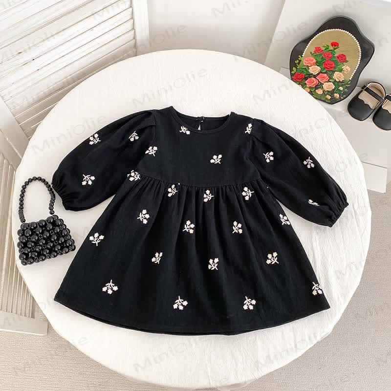 Baby Toddler Flower Dress - Black - 8Y - image 1