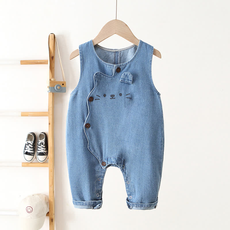 Baby Toddler Cat Jean Overalls - Blue - 3-5T - image 2