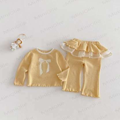 Baby Toddler Girl Sweet Bow 2-piece Set - Yellow - 5-7T - image 7