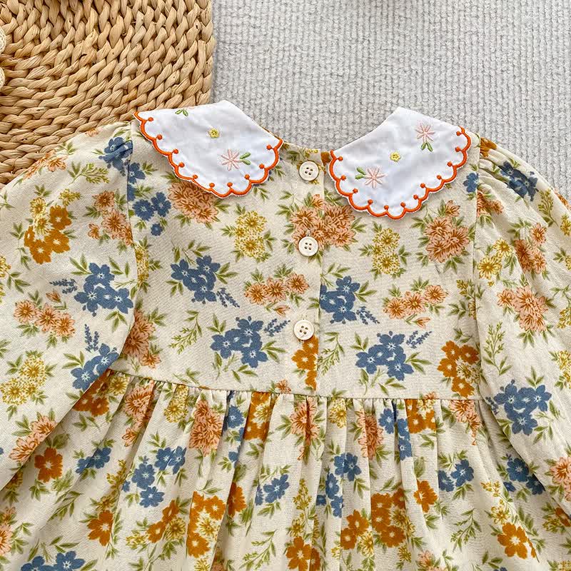 Baby Toddler Girl Yellow Blue Flower Dress - image 6