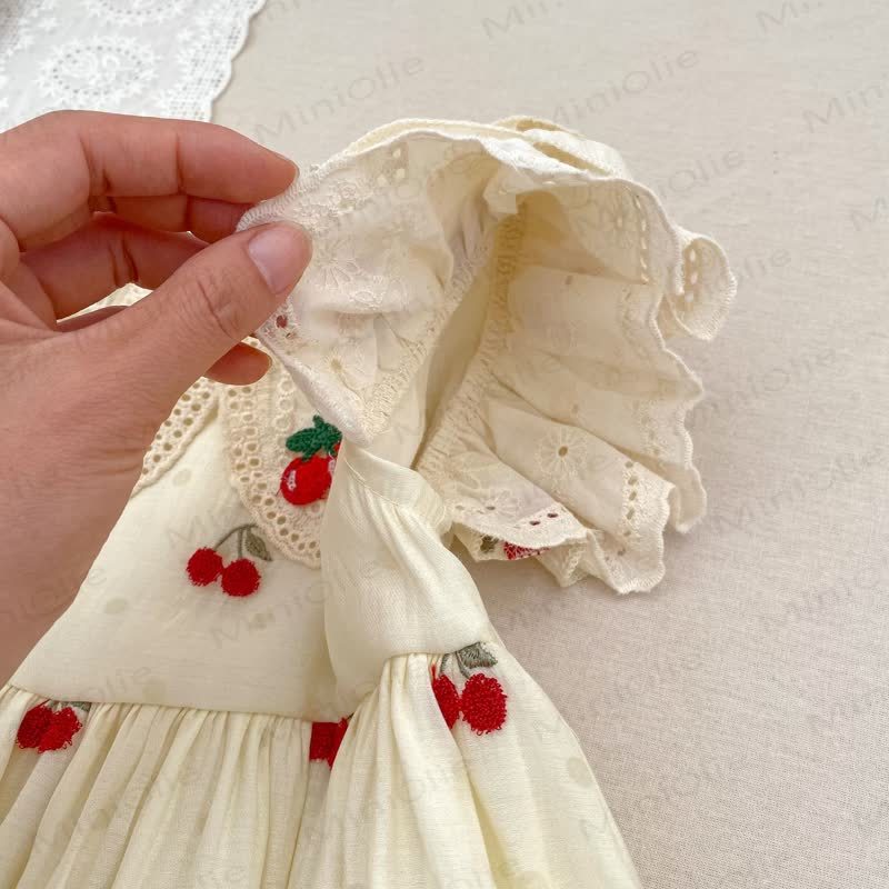 Baby Toddler Girl Beige Cherry Dot Dress - image 7