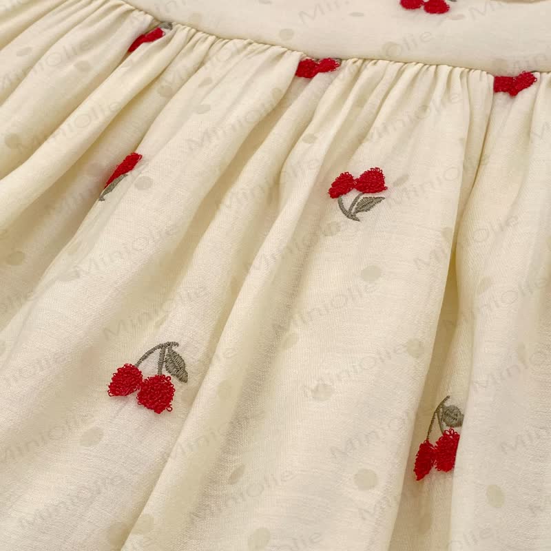 Baby Toddler Girl Beige Cherry Dot Dress - image 10