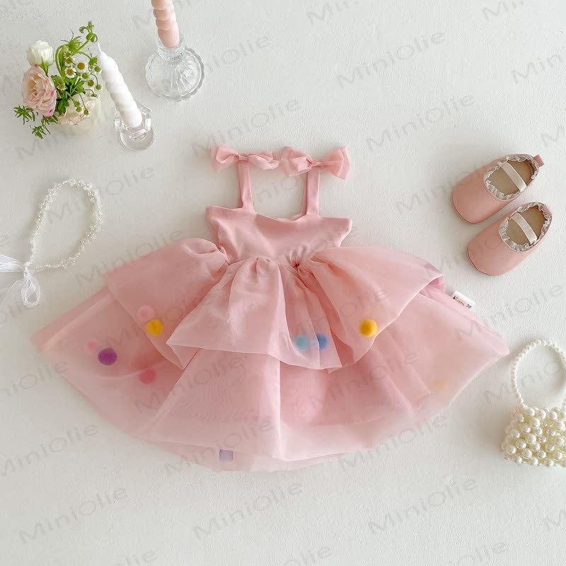 Baby Toddler Girl Bowknot Mesh Dress - Pink - 5-7T - image 5