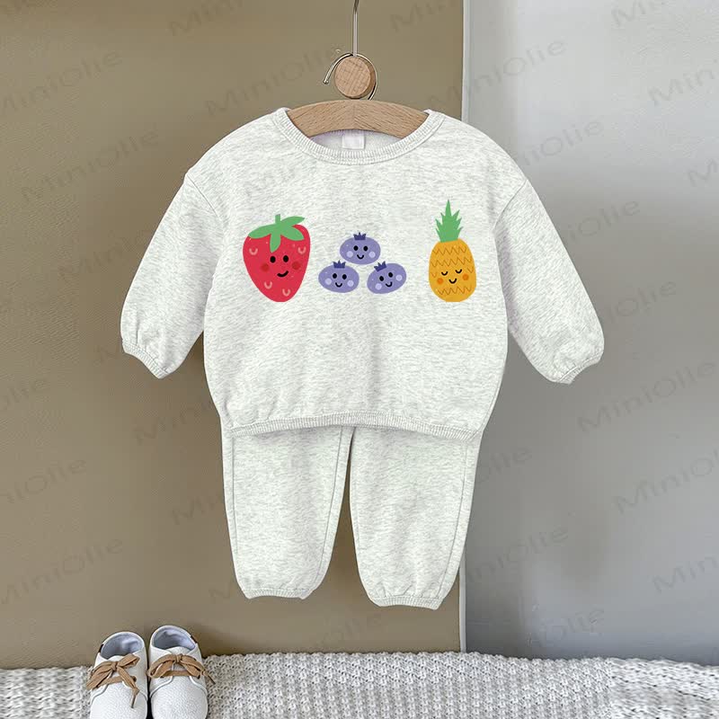 Baby Fruit Gray Sweatshirt 2-piece Set - Gray - 2-3T - image 1