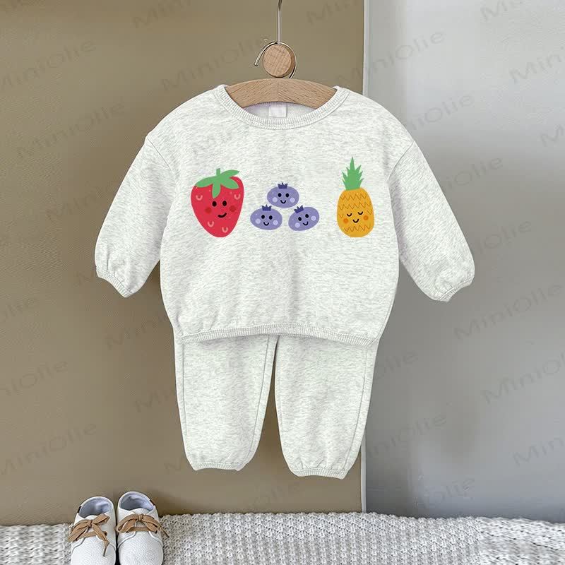 Baby Fruit Gray Sweatshirt 2-piece Set - Gray - 2-3T - image 1