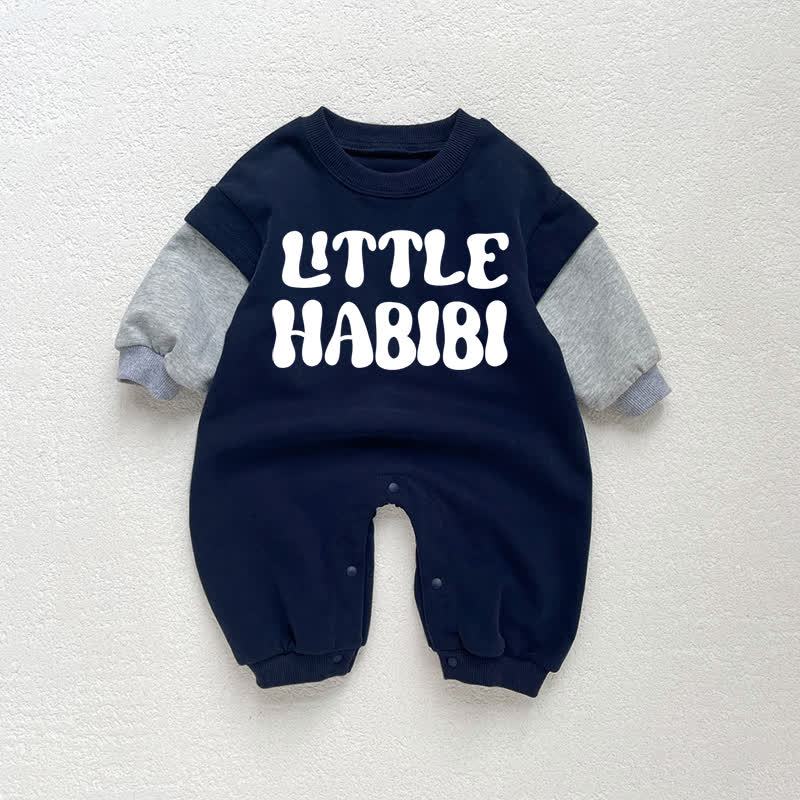 LITTLE HABIBI Baby Toddler Dark Blue Color Block Romper - Dark Blue - 18-24M - image 1