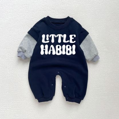 LITTLE HABIBI Baby Toddler Dark Blue Color Block Romper - Dark Blue - 18-24M - image 1