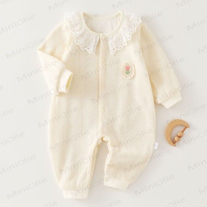 Baby Tulip Lace Collar Romper - Beige - 18-24M - image 2
