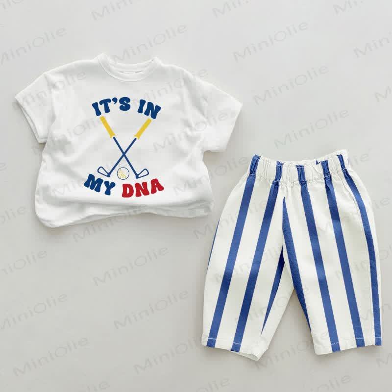 IT'S IN MY GOLF DNA Baby Blue Vertical Striped 2-piece Set - White&Blue - 2-3T - image 1