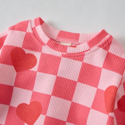 Baby Checkered Heart Waffle Pink 2-piece Set - image 5
