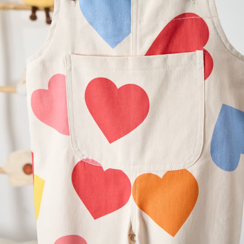 Baby Toddler Colored Hearts Beige Overalls - image 6