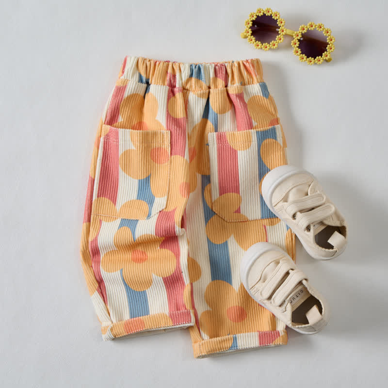Baby Toddler Colored Striped Flowers Pants - image 2