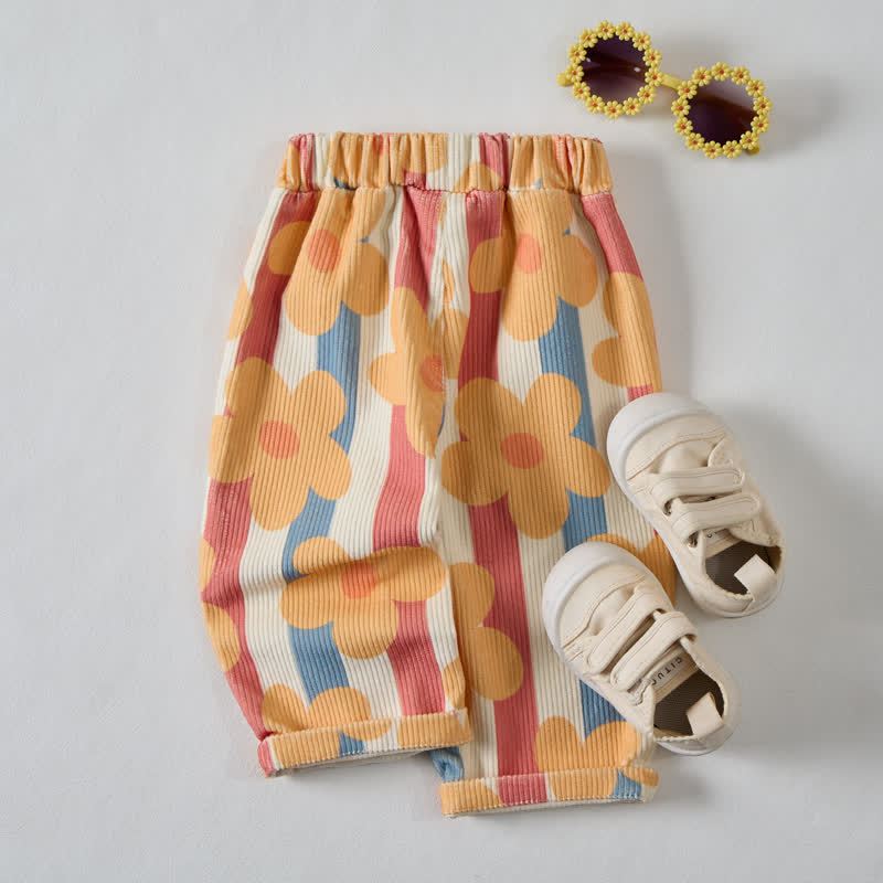Baby Toddler Colored Striped Flowers Pants - image 3