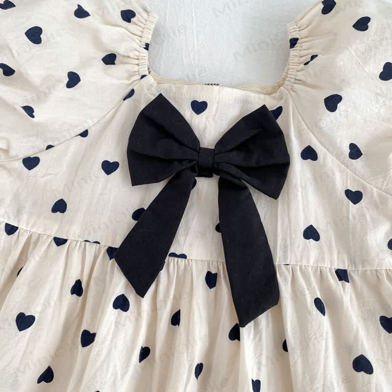 Baby Toddler Girl Beige Bow Love Dress - image 9