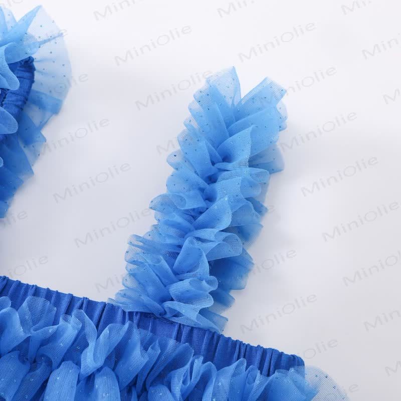 Baby Toddler Girl Blue Mesh Solid Color Strappy Dress - image 4