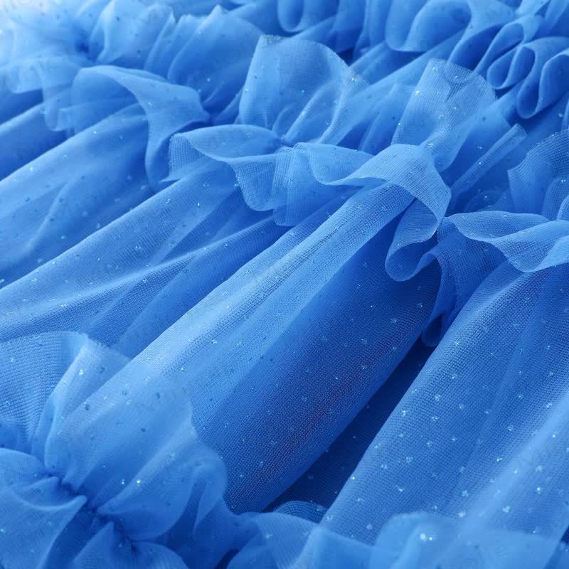 Baby Toddler Girl Blue Mesh Solid Color Strappy Dress - image 5