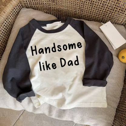 HANDSOME LIKE DAD Baby Dark Gray Raglan T-shirt - Drak Gray - 2-3T - image 1