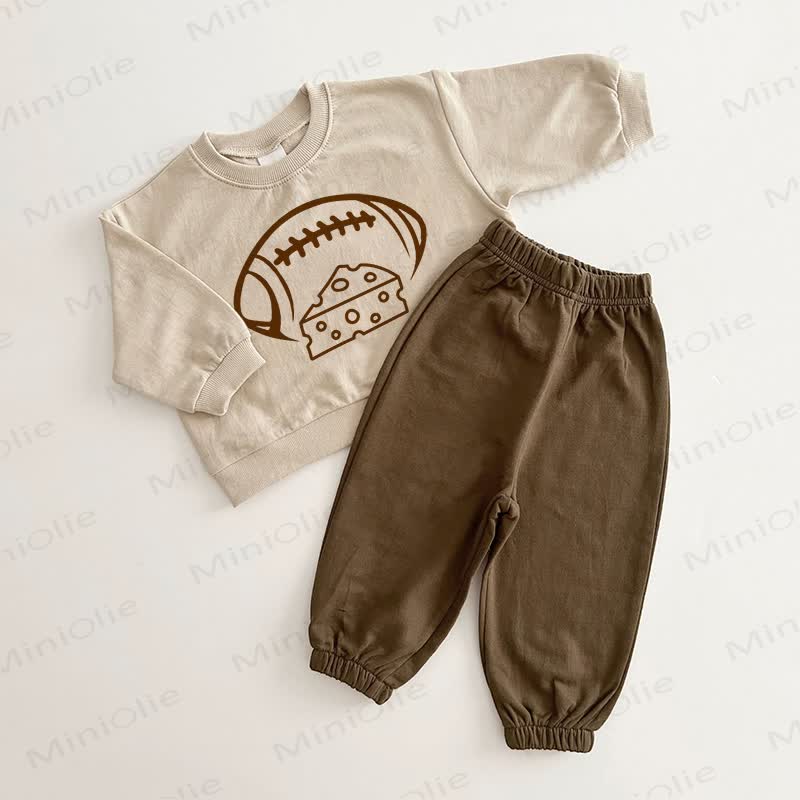 Baby Football Brown Beige 2-piece Set - Brown Beige - 2-3T - image 1
