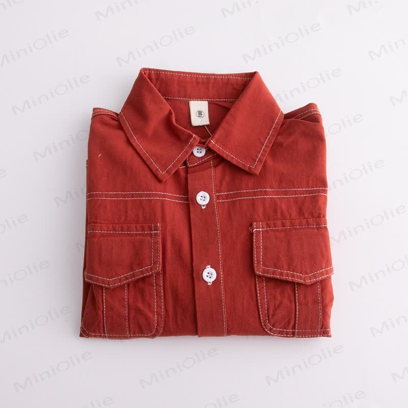 Kid Boy Pocket Red Shirt - image 3