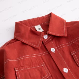 Kid Boy Pocket Red Shirt - image 4