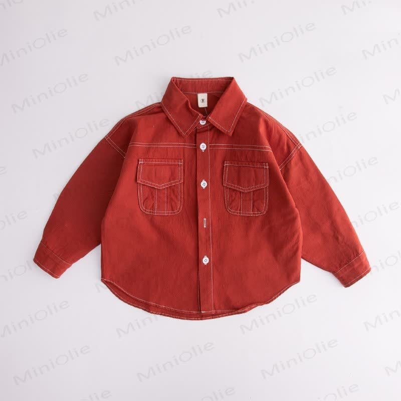 Kid Boy Pocket Red Shirt - Red - 10Y - image 1