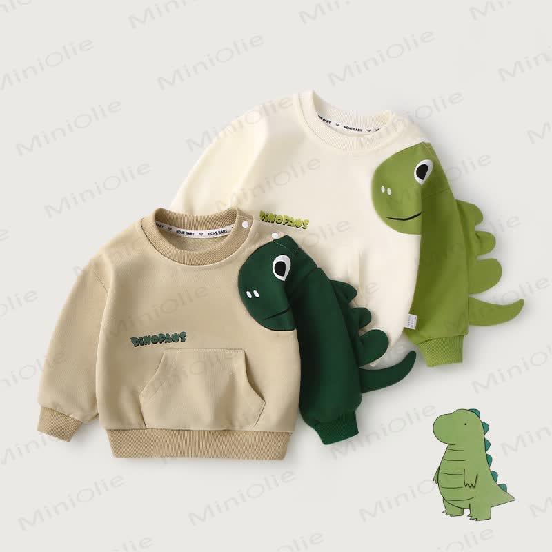 Toddler Round Neck Dinosaur Pocket Sweatshirt - image 1