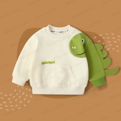 Toddler Round Neck Dinosaur Pocket Sweatshirt - Beige - 5-7T - image 8
