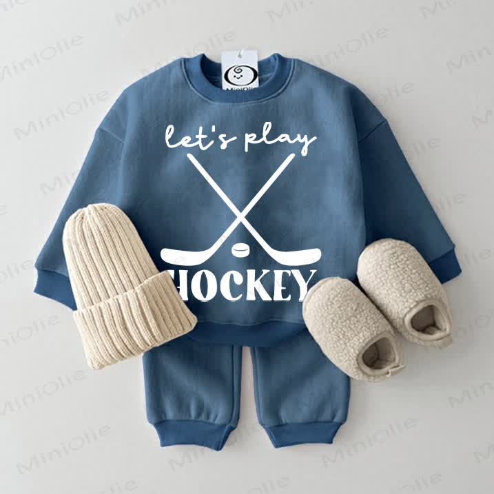 LET'S PLAY HOCKEY Baby Blue Sweatsuit 2-piece Set - Blue - 2-3T - image 1