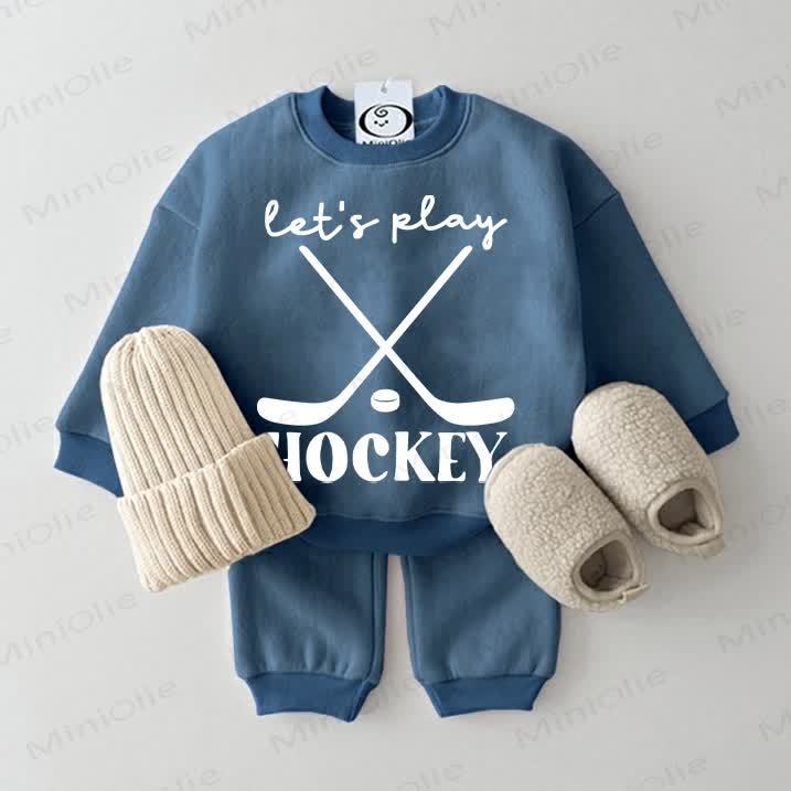 LET'S PLAY HOCKEY Baby Blue Sweatsuit 2-piece Set - Blue - 2-3T - image 1