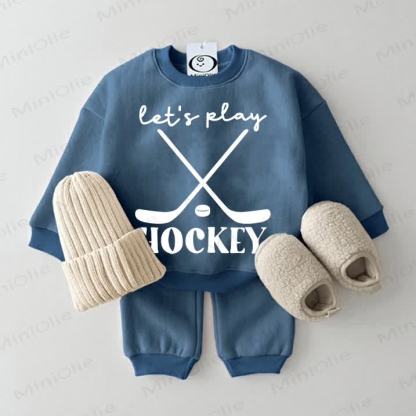 LET'S PLAY HOCKEY Baby Blue Sweatsuit 2-piece Set - Blue - 2-3T - image 1