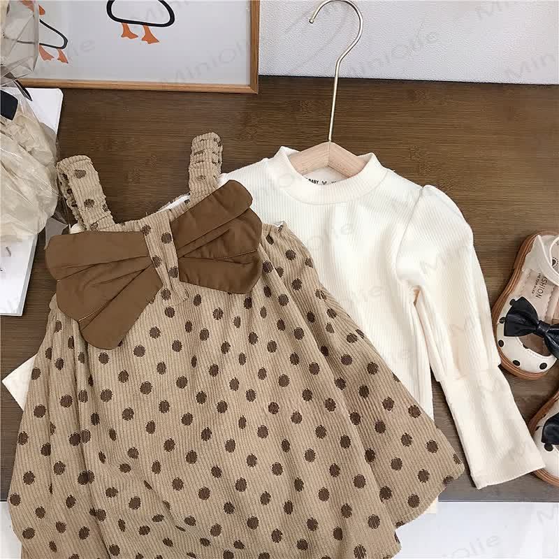 Toddler Girl Bow Dot Cord Dress - image 2